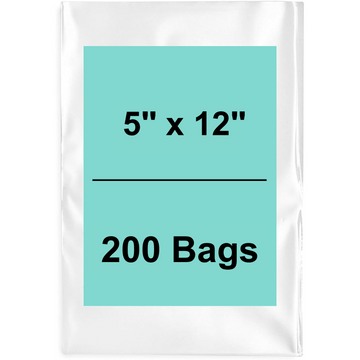 5X12 inches Clear Flat Poly Bags 2Mil Open Top (LDPE)
